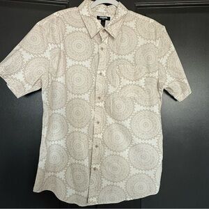 RSQ Cream Casual Button Down Shirt with Subtle Pattern